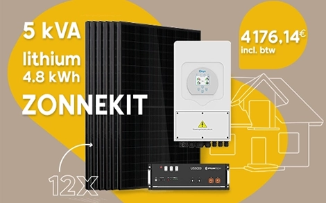 Kit solaire 12 panneaux onduleur deye de 5 kVA et une batterie pylontech US5000 DEYE au prix de 4176.14€ T.T.C.